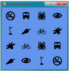 Matching game with random icons