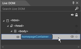 Blend - Live DOM panel - Rename (HTML)