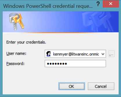 Completed Credentials request dialog box.