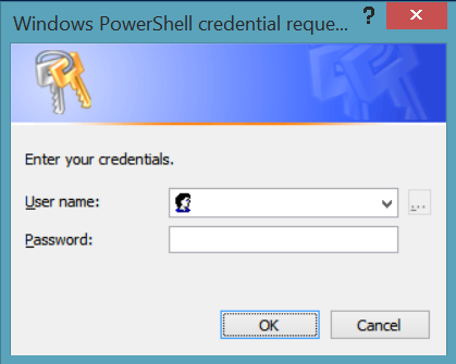 Blank Credentials request dialog box.