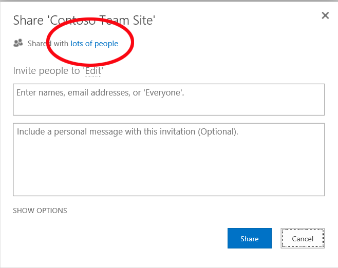 Viewing the members of a SharePoint Online site.