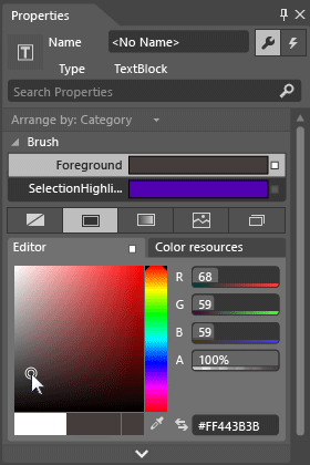 Blend color editor palette