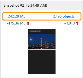 Links to snapshot report in a snapshot view