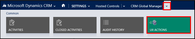 Navigation to UII Actions for hosted control