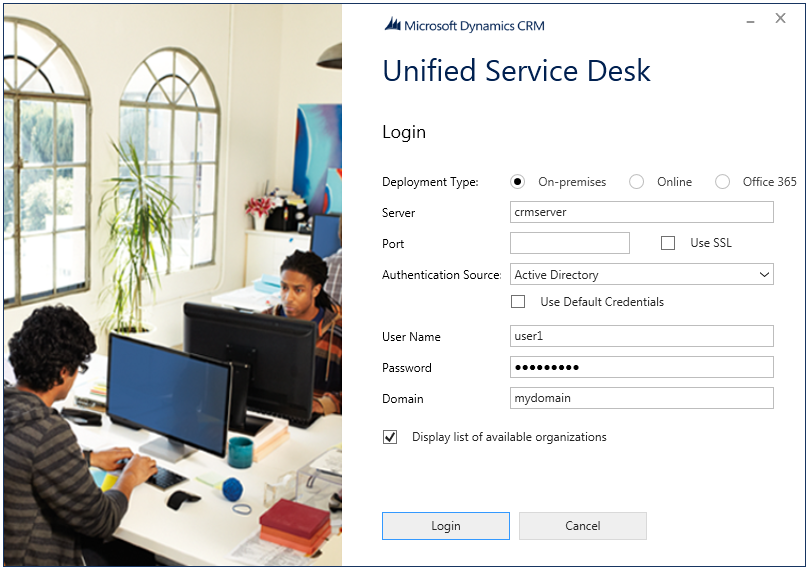 Unified Service Desk Sign-In page