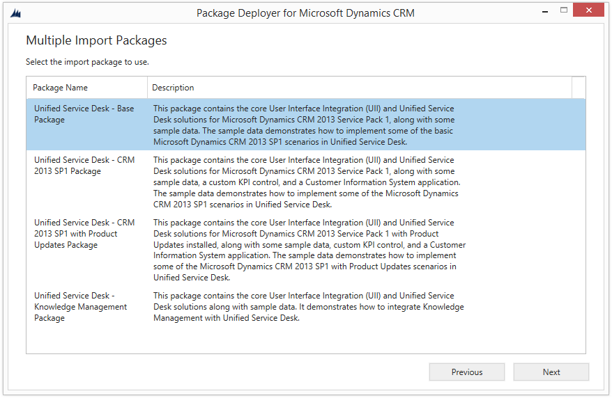 Multiple Import Packages page