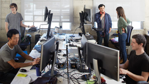A group of developers working on computers