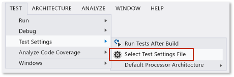 Set active test settings file Unit and Coded UI