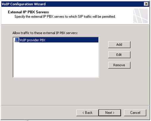 Centrex scenario: select VoIP servers location