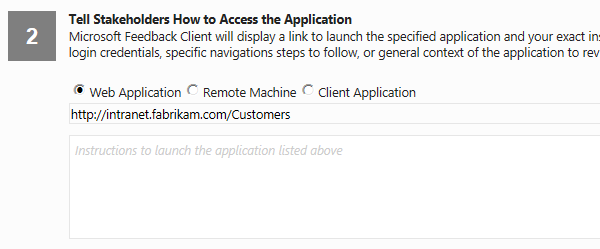 Provide application access directions for feedback session