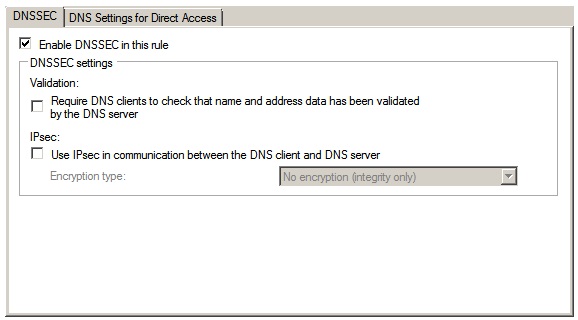 DNSSEC settings within an NRPT rule