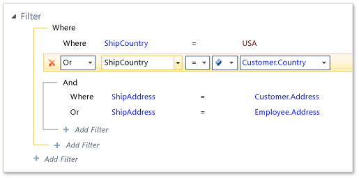 Filter groups in a query