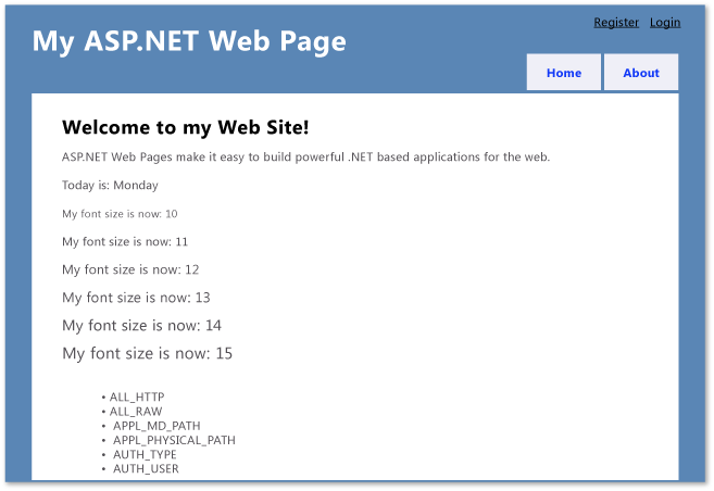 Default web page