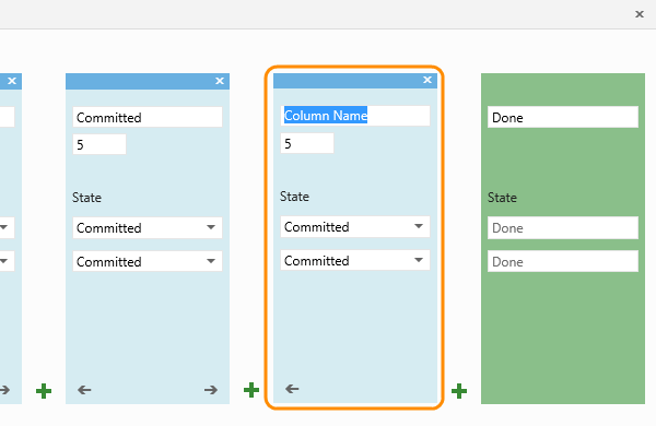 Customize columns dialog showing a new column with a new title and the same work item state as the previous column