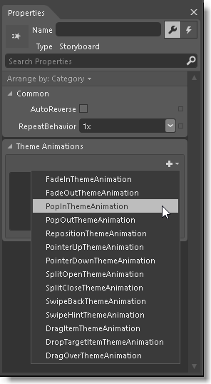 Select Theme Animation type