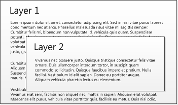 Diagram showing two layers: Layer 2 is smaller than Layer 1 and lies on top of it