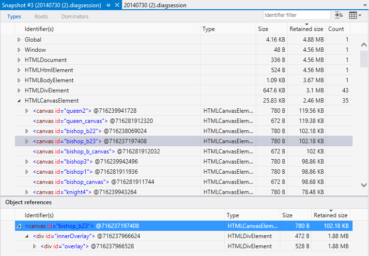 Object references with displayed IDs