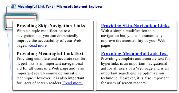 Example showing alternative to "read more" links