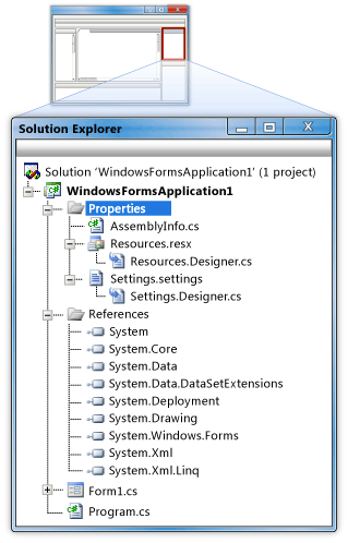 Solution Explorer displays your project files