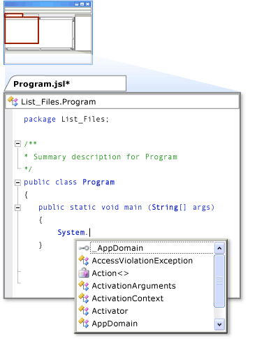 VJS Express List Files Intellisense