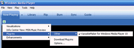  Figure of plug-in registered in Windows Media Player 10