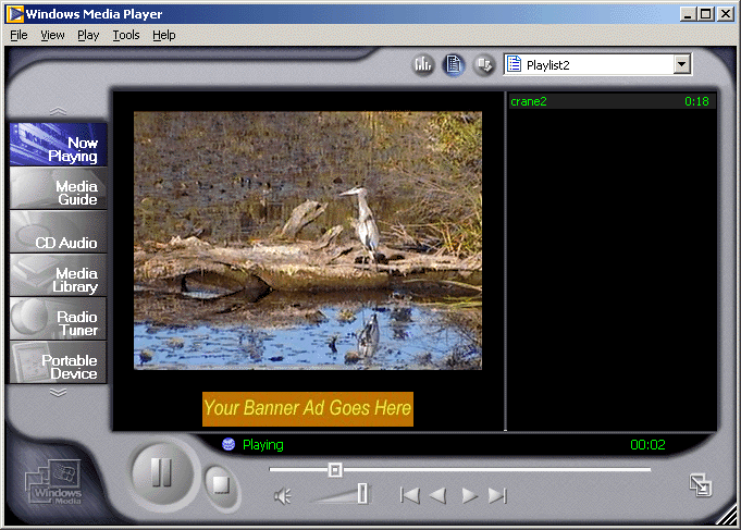Figure 1. An ad banner displayed in Windows Media Player 7 image 