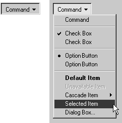 A menu button (closed and open states)