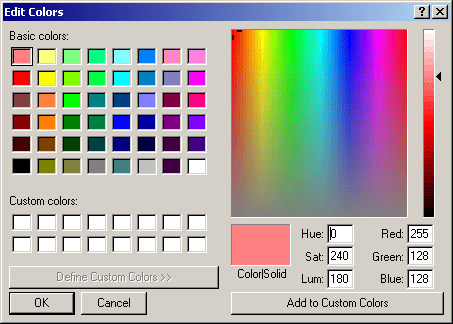 Color dialog box (expanded)
