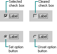 Pressed appearance for check boxes and option buttons