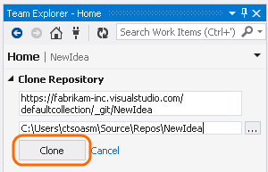 Choose Clone to store the repository locally