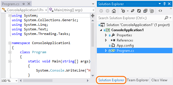 Open Solution Explorer