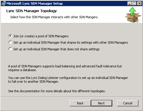 Lync SDN Manager Topology
