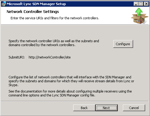 Lync SDN Network Controller Settings