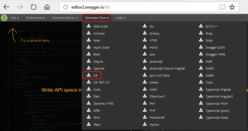 language-choice-in-swagger-editor