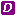 white italic D in purple square
