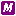 white italic M in purple square