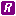 white italic R in purple square
