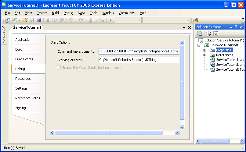 Visual Studio Express Debug Properties