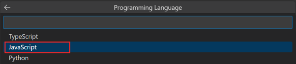 Screenshot displays the option to select the programming language.