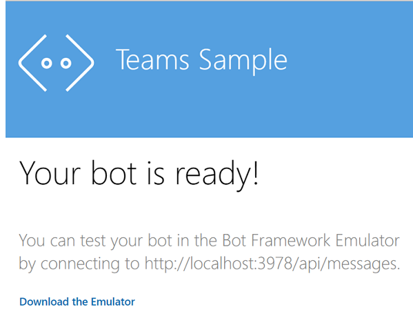 The screenshot of the webpage that displays Your bot is ready.