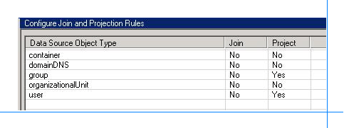 Configure Join and Projection Rules dialog box