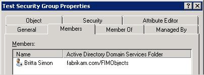 Group Properties dialog box Members tab