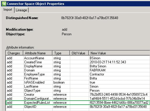 Connector Space Object Props dialog box Import tab