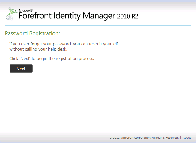 FIM 2010 R2 SSPR Registration Portal