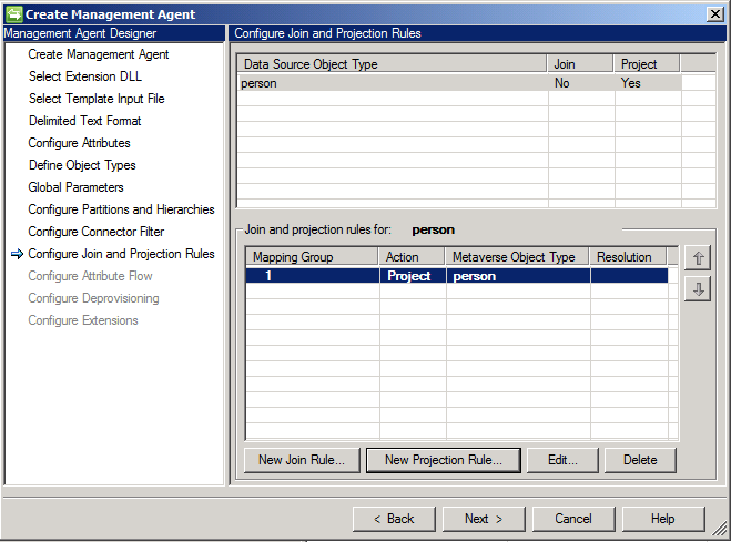 Configure Join and Projection Rules