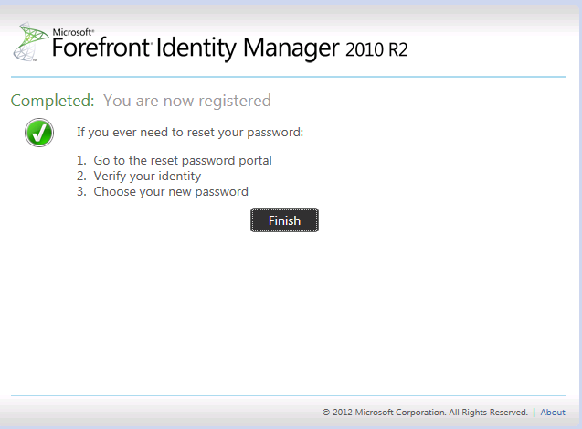 FIM 2010 R2 Password Registration Completion