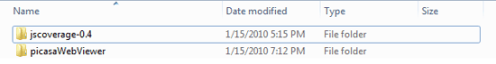 Figure 5 File structure before special JSCoverage folder is created