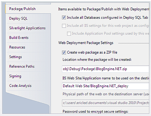 Web deployment options in Visual Studio 2010