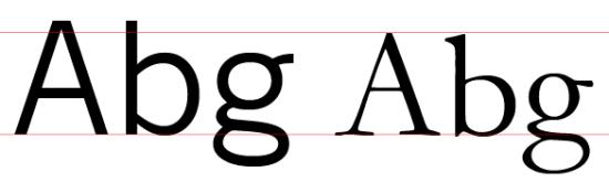 Two Fonts Rendered at the Same Size and Aligned Along the Baseline
