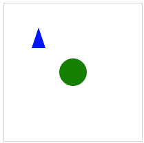 A Blue Triangle and a Green Circle Drawn with Fabric